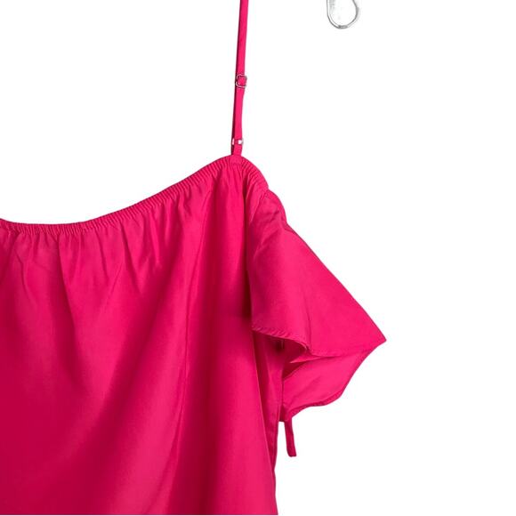 ASTR The Label Mini Dress Womens Size Petite Hot Pink Off Shoulder Tie Strap - Picture 6 of 10